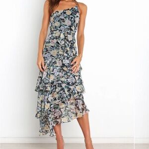 Petal & Pup One Shoulder Floral Dress - Black and Cream